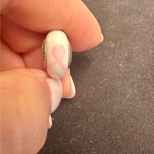 Pandora breast cancer ribbon glass bead